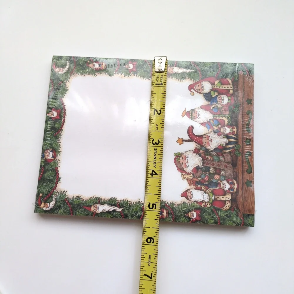Vtg 90s Main Street Press Santa Gnome Elves Notepad Christmas Debi Hron Folk Art